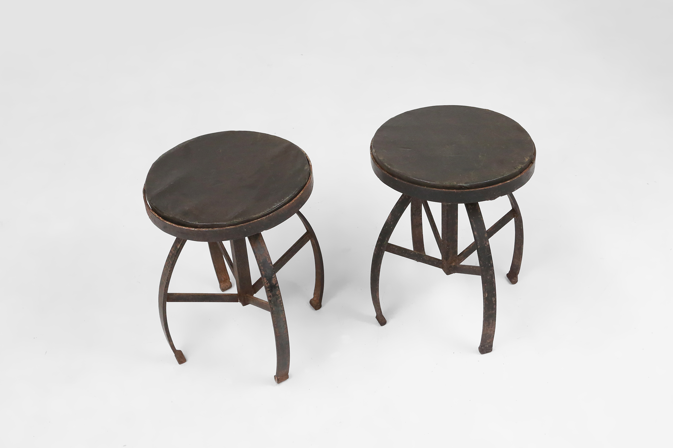 Industrial Black Metal Stools with Frame, France, 1920sthumbnail